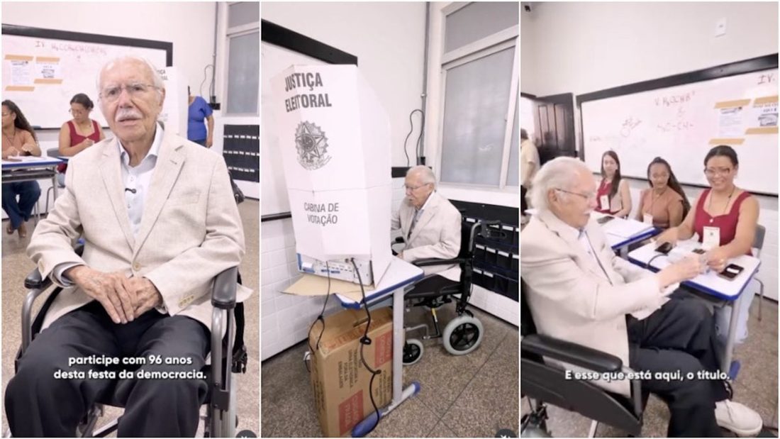 José Sarney, aos 96 anos, vota e reafirma confiança na democracia