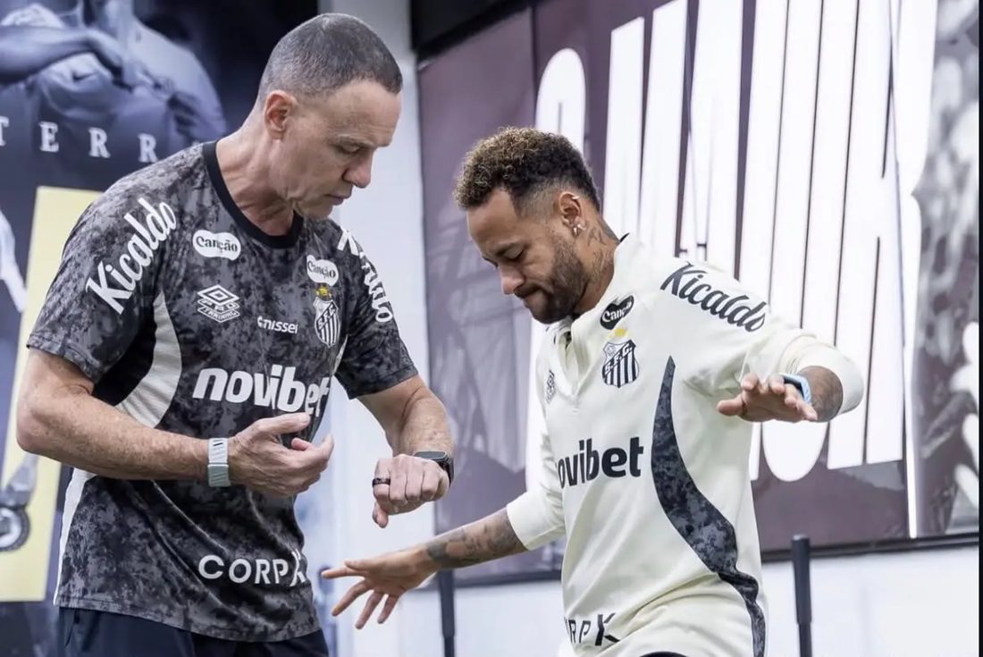 Neymar treina individualmente no CT Rei Pelé enquanto Santos se prepara para Atlético-MG