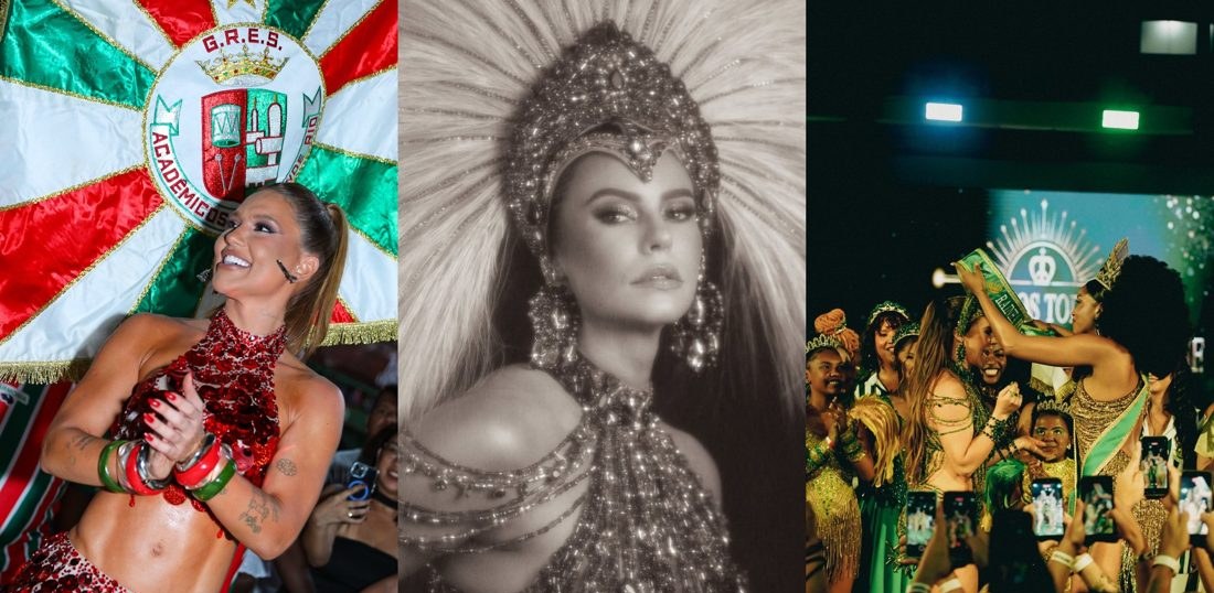Paolla Oliveira é coroada Rainha de Bateria da Imperatriz Leopoldinense; incentivo a Virginia, selinho com IZA e festa completa