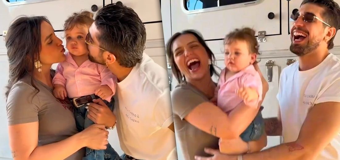 Rafa Kalimann e Nattan entram em trend ao brincar de beijar a filha Zuza e conquistam a web