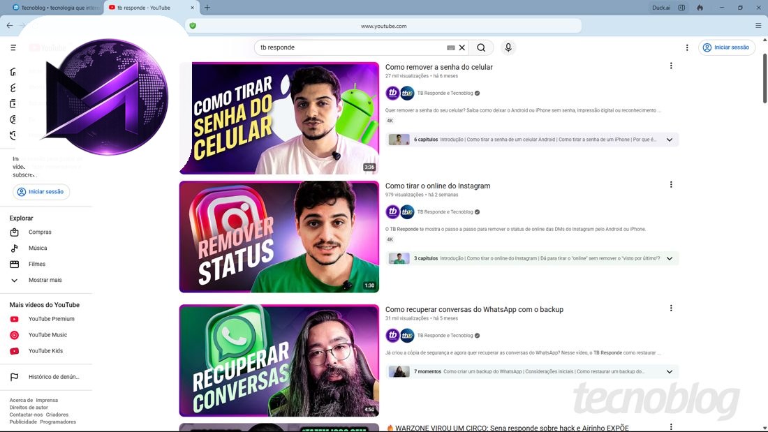 DuckDuckGo agora bloqueia anúncios do YouTube