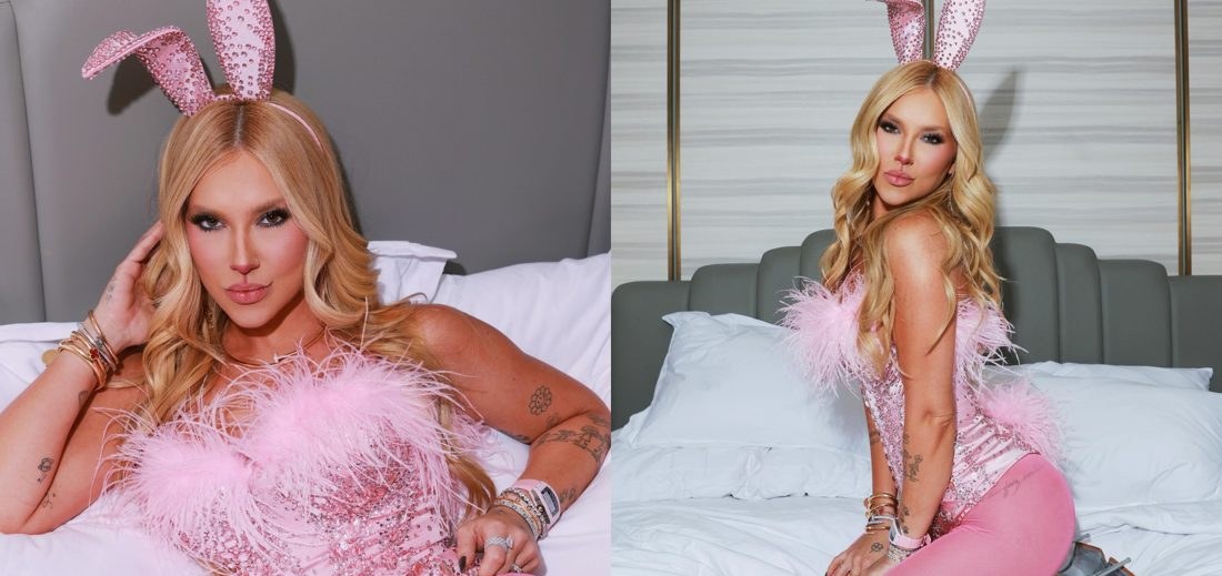 Virginia Fonseca celebra Halloween antecipado em Nova York vestida de coelhinha