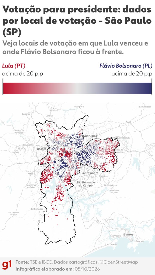 Mapas revelam o candidato mais votado no 1º turno nas capitais brasileiras