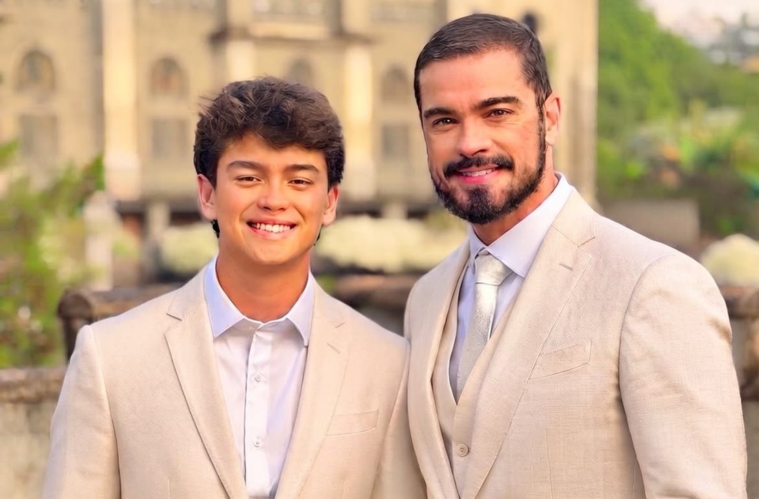 Sidney Sampaio posa com Leonardo após anunciar que será pai pela segunda vez