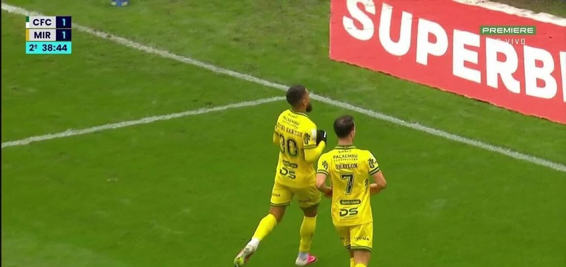 Gol de Bruno Santos encerra partida entre Mirassol e Coritiba aos 38 minutos do segundo tempo