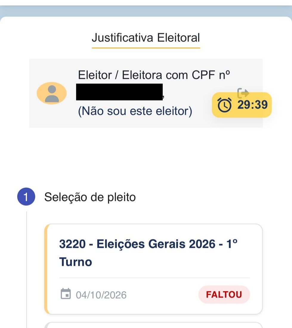 Site do TSE indica ‘falta’ para eleitores que votaram e gera reclamações nas redes; status será alterado para ‘em processamento’