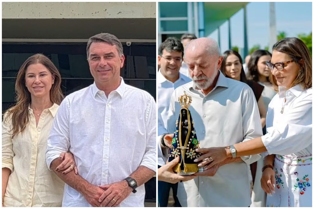 Propaganda de Flávio Bolsonaro sai ao ar sem áudio e presta homenagem a Nossa Senhora Aparecida; Lula também menciona a santa