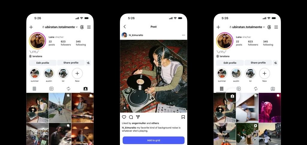 Instagram permite adicionar fotos e vídeos marcados ao grid principal do perfil