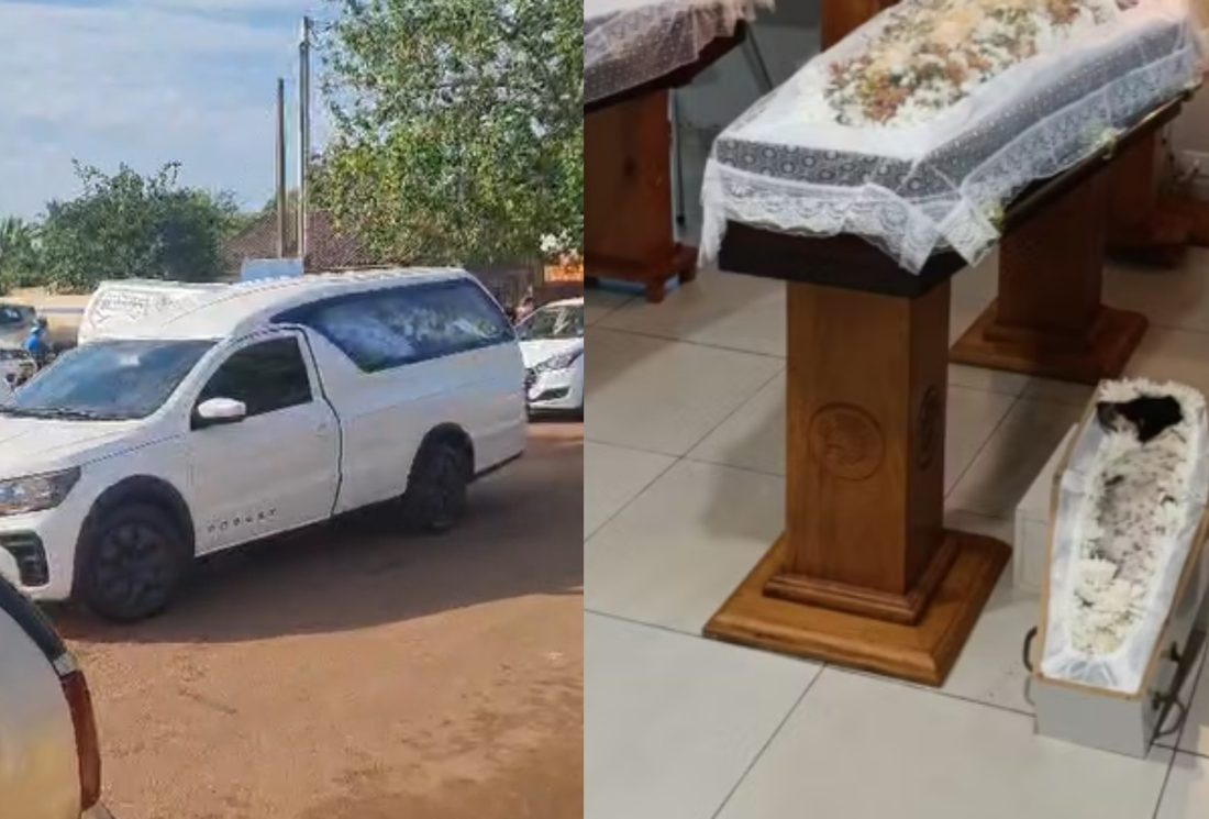 Cortejo fúnebre de pai, duas filhas e cachorrinha reúne dezenas de veículos em Bela Vista (MS)