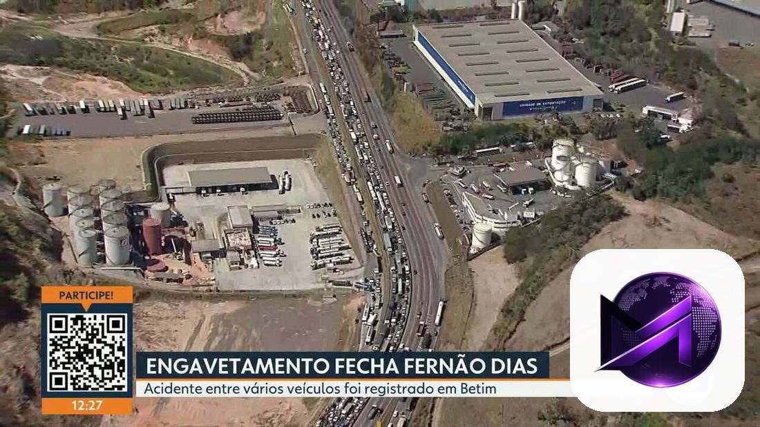 Engavetamento fecha rodovia Fernão Dias em Betim