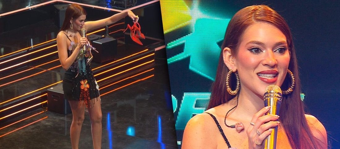 Ana Clara escolhe sapato com ajuda da plateia antes do Festival de Estrelas da Casa