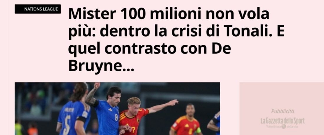 Sandro Tonali, o italiano mais caro da história, atrai críticas após contrato de R$720 milhões