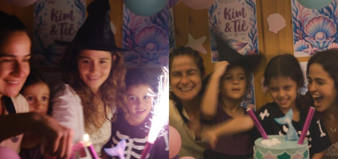 Nanda Costta celebra cinco anos das filhas gêmeas ao lado da ex-mulher, Lan Lanh