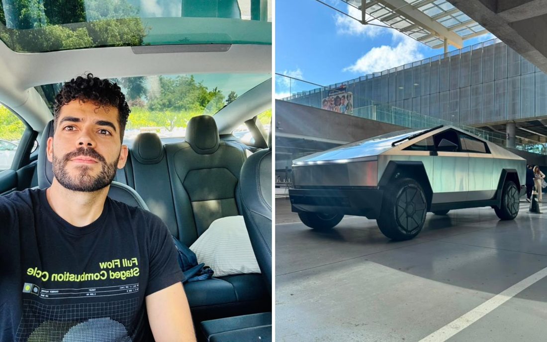 Engenheiro goiano impressiona ao dirigir um Cybertruck da Tesla em Goiás