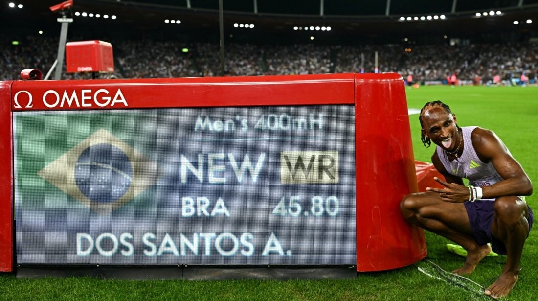 Alison dos Santos estabelece novo recorde mundial nos 400m com barreiras em Zurique