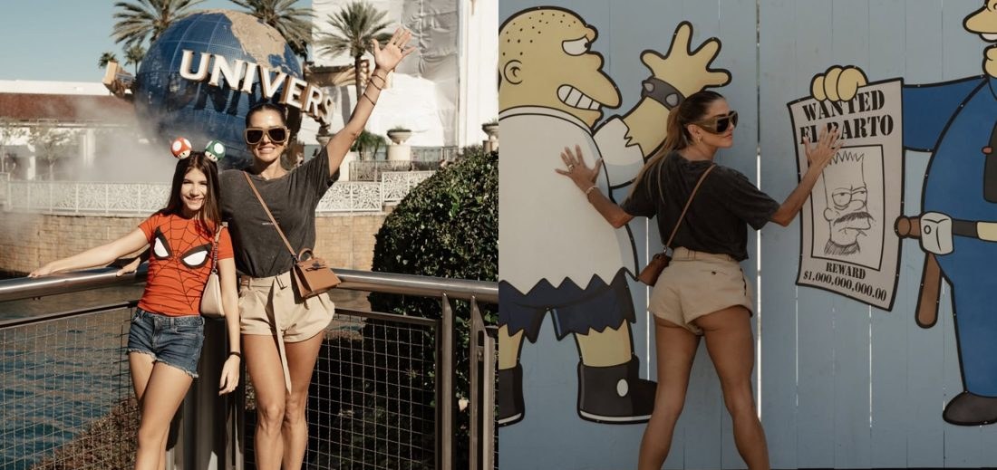 Deborah Secco curte parque em Orlando com a filha, Maria Flor