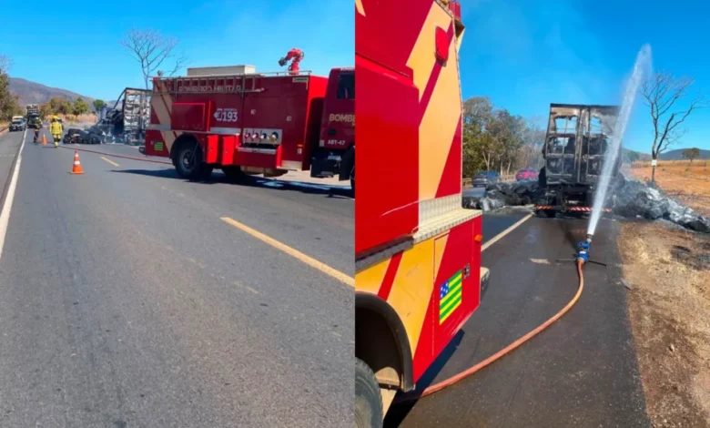 Incêndio em Carreta Carregada com Algodão Causa Transtorno na BR-020