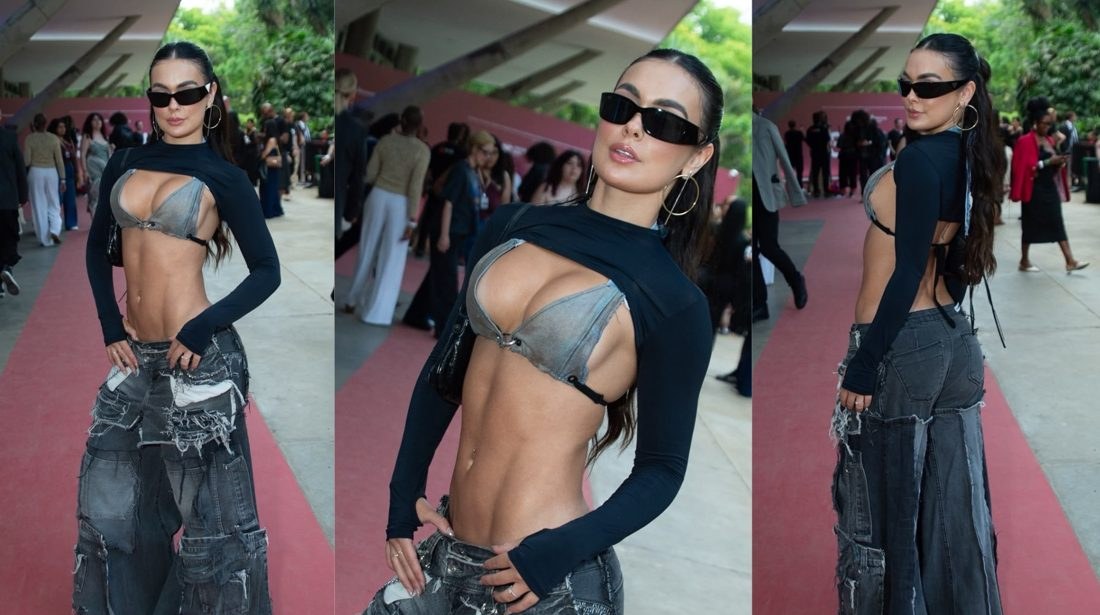 Larissa Santos aposta em look ousadíssimo para curtir o SPFW e fala sobre conforto e estilo