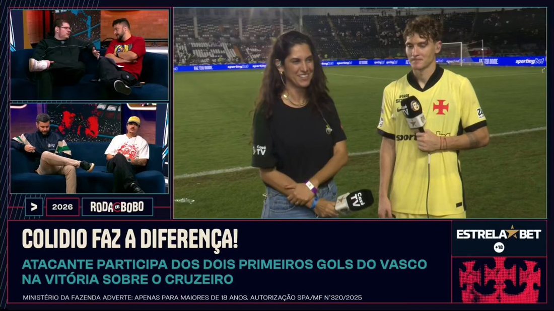 Casimiro se declara para Colidio na CazéTV após o jogo e argentino agradece; veja vídeo