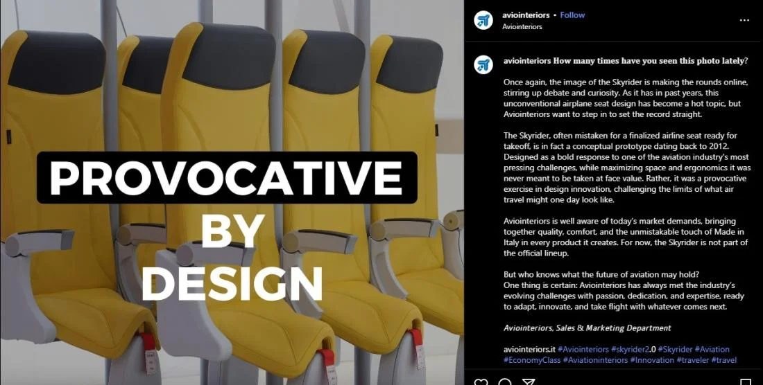 Assentos ‘de pé’ da Aviointeriors: o desafio de transformar a cabine de avião em um risco de segurança